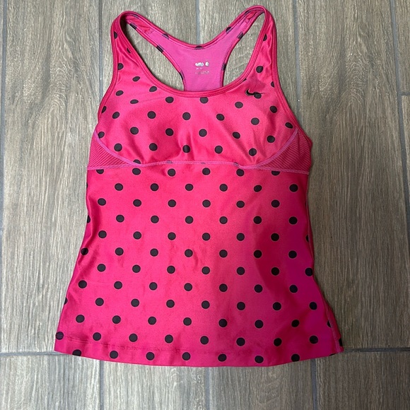 Nike pink polka dot top size M. Racerback. Armpit vents. - Picture 1 of 8